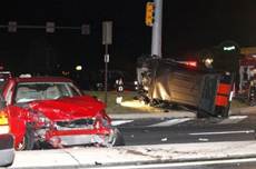 Accident nocturne de voiture