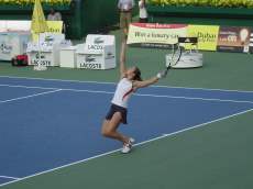 tennis court and players